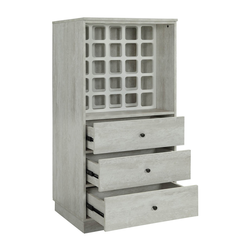 Armoire à vin rectangulaire avec rangement Wangaratta, Blanc antique