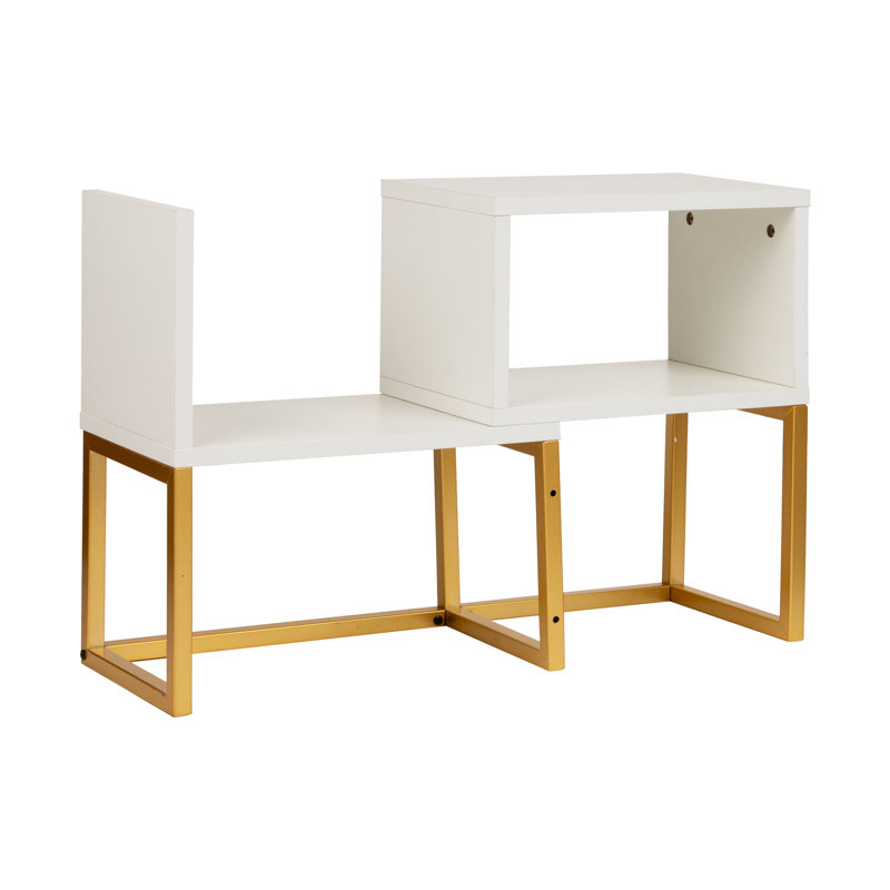 Bibliothèque de lecture Mind Reader, organisateur à 5 compartiments pour bureau, meuble-lavabo ou salle de bain, présentoir de rangement moderne, métal. Panneau de fibres à densité moyenne, blanc
