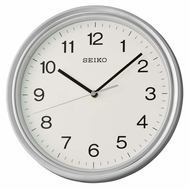 QHA008SLH Wall Clock, Metallic Silver, Metallic Silver