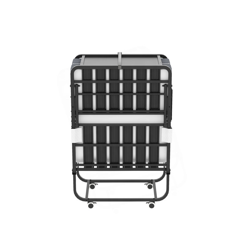 Lit pliant de 75 po avec tête de lit réglable et mousse à mémoire de forme de 5 po, lit d'invité escamotable peu encombrant pour les personnes de grande taille, lit simple sur roulettes portatif, assemblage facile