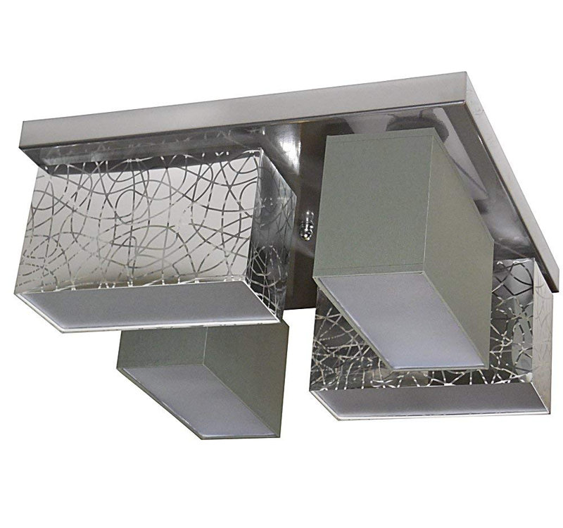 Pascoe Fabric Semi Flush Mount, Silver/Dark grey
