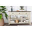 Console rétro avec deux tablettes ouvertes, structure en bois de pin massif et pieds pour le salon (espresso et beige)-350369160-350369166