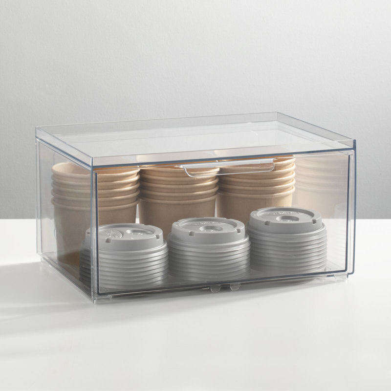 mDesign Plastic Wide Stackable Kitchen Storage Organizer, Drawer, 2 Pack, Clear