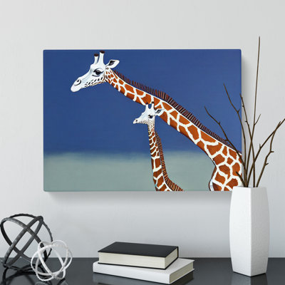 Mother And Baby Giraffe - Wrapped Canvas