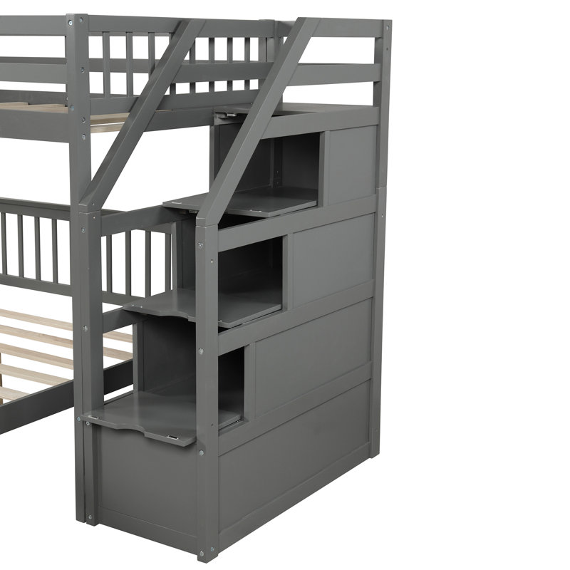 Lit mezzanine avec escalier, gris