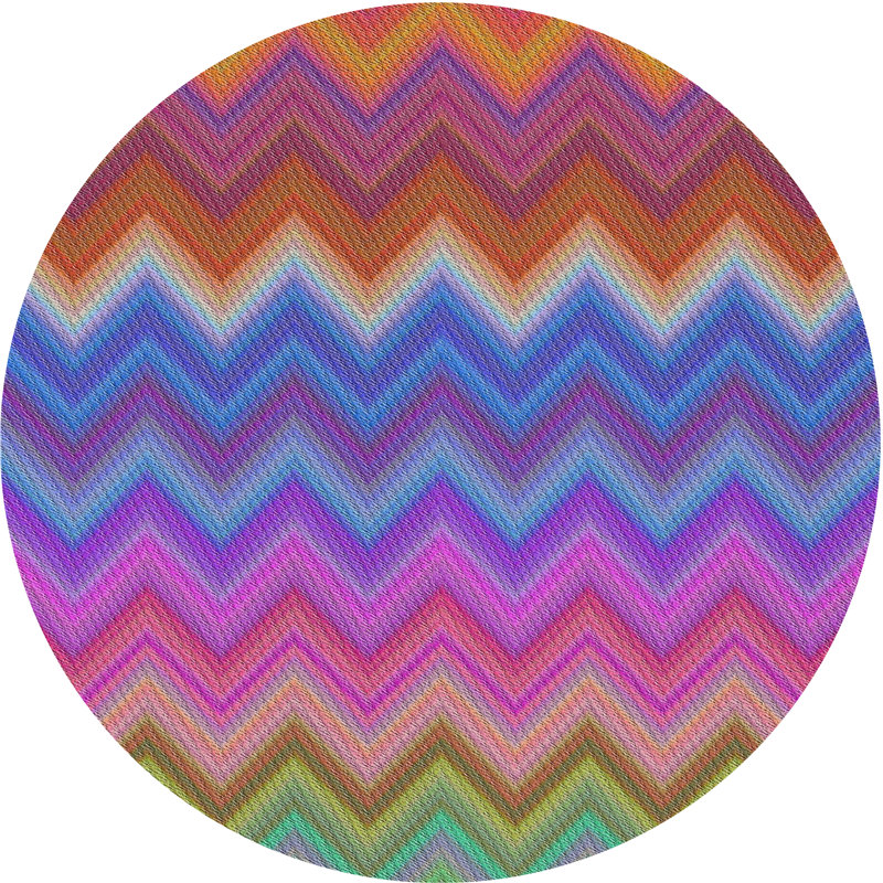 Tapis rouge/bleu/vert à motif Ouellet, Rond 8 pi
