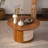 Wood Coffee Table with 3 Nesting Stools