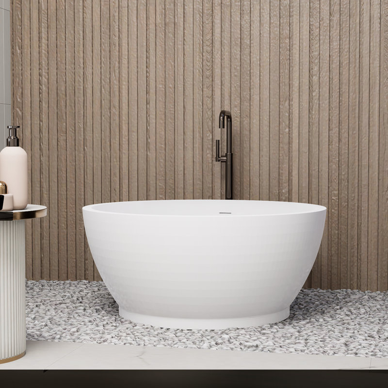 Freestanding solid surface bathroom soaking tub