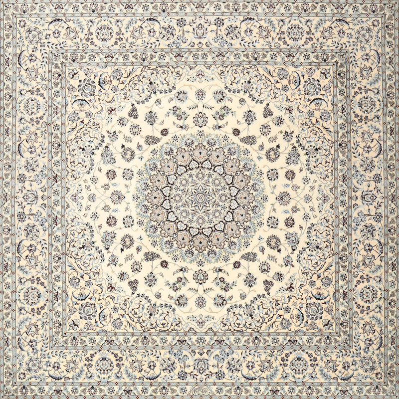 Tapis traditionnel gris / beige Donella, Carré 5 pi
