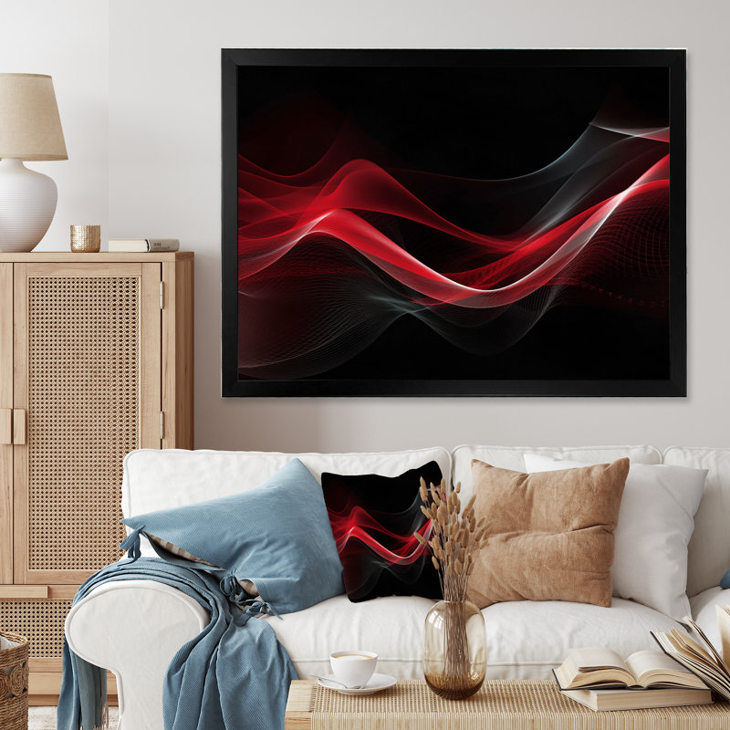 Abstraction contemplative rouge et noire III - impression, H 34 po x l 44 po x P 1,5 po, Cadre photo noir