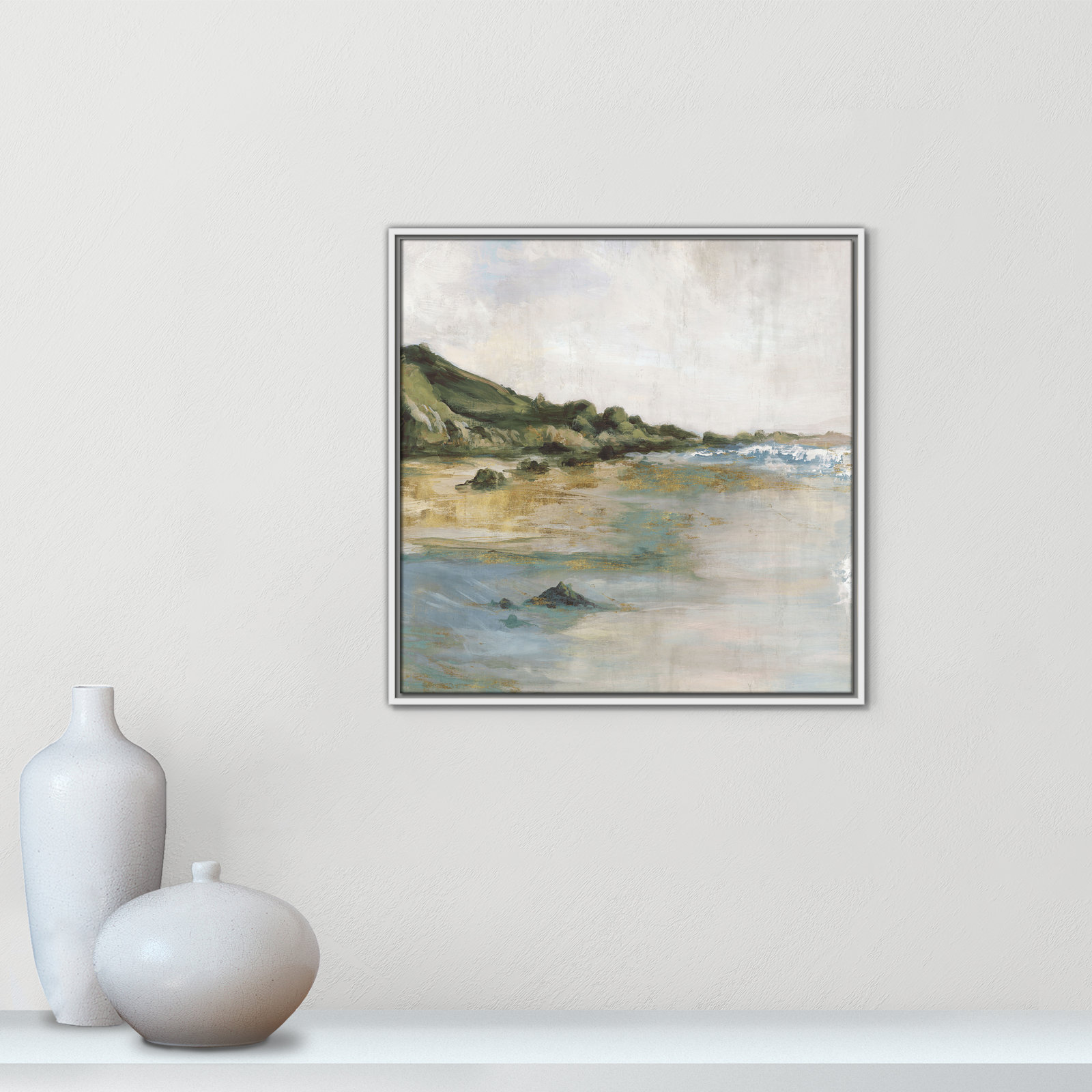 Cordoba "Tide's Edge" Print, 25.5" H x 25.5" W, White