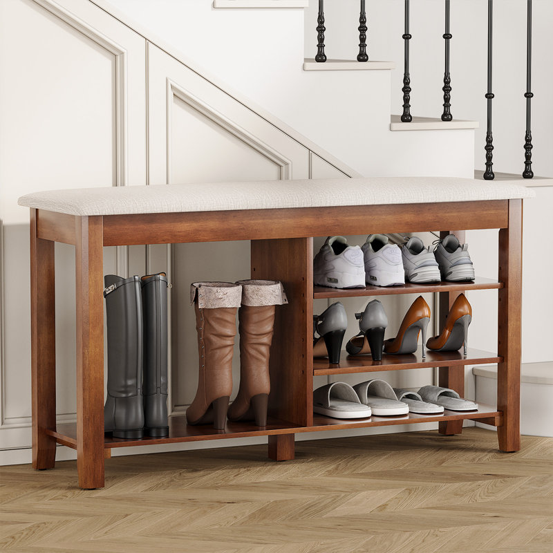Upholstered Storage Bench with Flip Top And Adjustable Divider for Entryway, Bedroom, Living Room