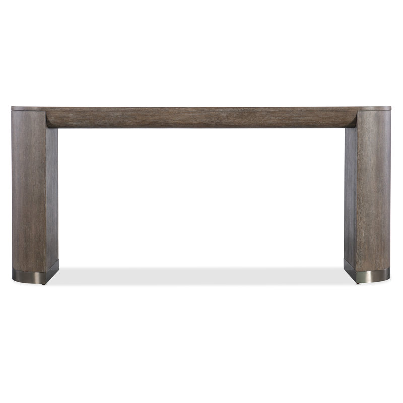 Modern Dark Mink Wood and Metal Console Table