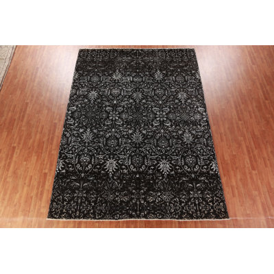 Wool/ Silk Black Art & Craft Oriental Area Rug 9x13