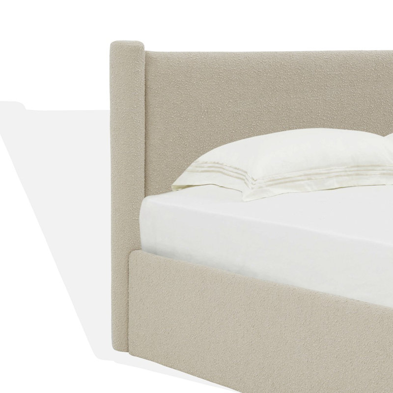 Dart Upholstered Platform Bed, Queen, Beige