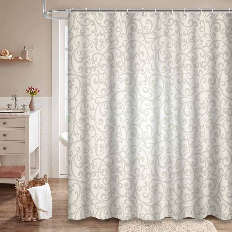 Rideau de douche imperméable à motif floral baroque rétro avec 12 crochets, L 72 po x l 84 po