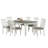 Dola 7Pc Dining Set, Storage Table, 6 Cushion Chairs, Gray, White