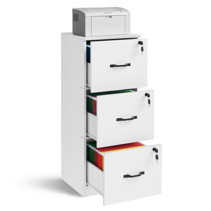 Fyllia 40cm Wide 3 -Drawer File Cabinet, White