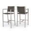 Tabourets de bar d'extérieur en aluminium antirouille 29,50 po avec siège et dossier en rotin PE, ensemble de 2, argent et gris-1387537450