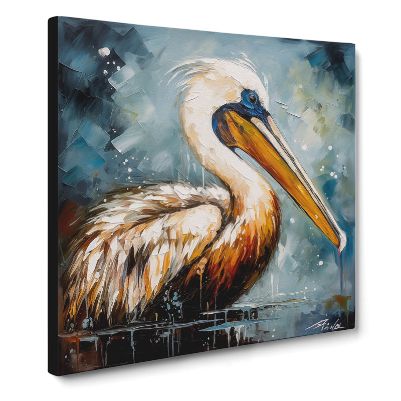 Pelican Palette Knife Painting No.2 - Wrapped Canvas