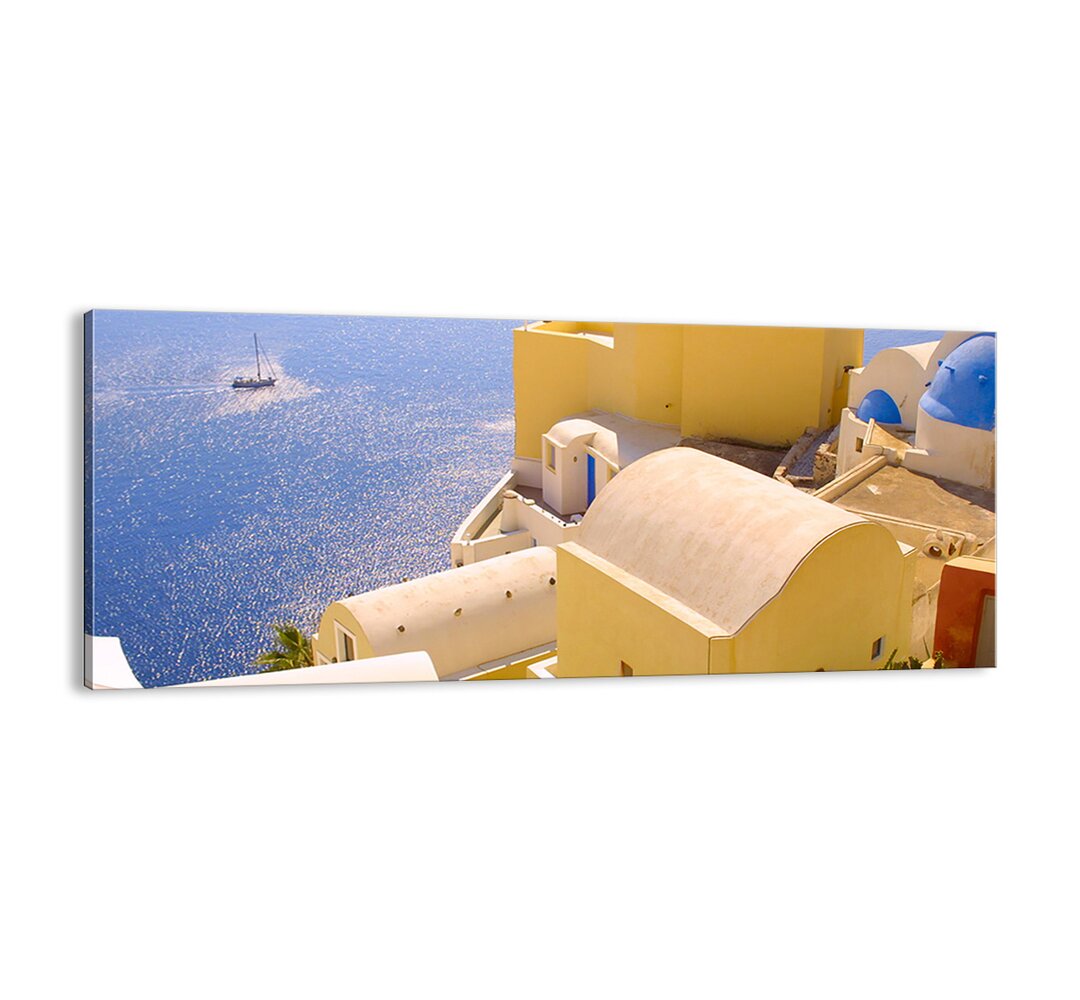 Leinwandbild - Fotografie „Greek Landscape in White and Blue”