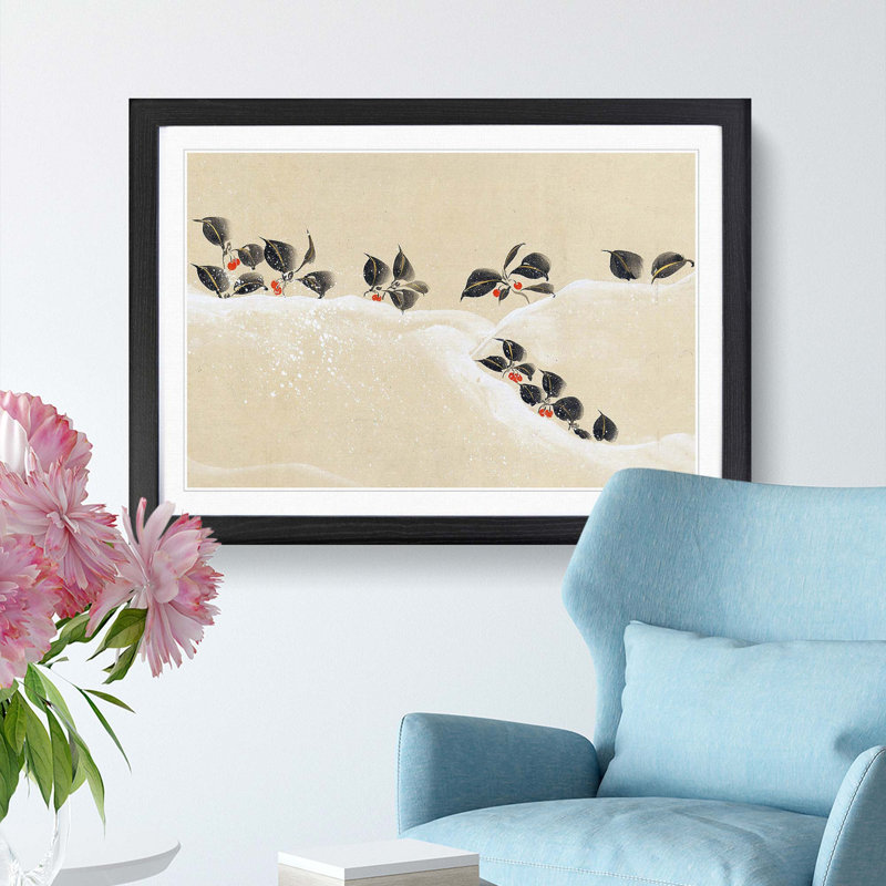 Winter Tree by Flowers Vol.1 by Sakai Hoitsu - Picture Frame Painting Print, Black Framed, 36cm H x 48cm W x 2cm D