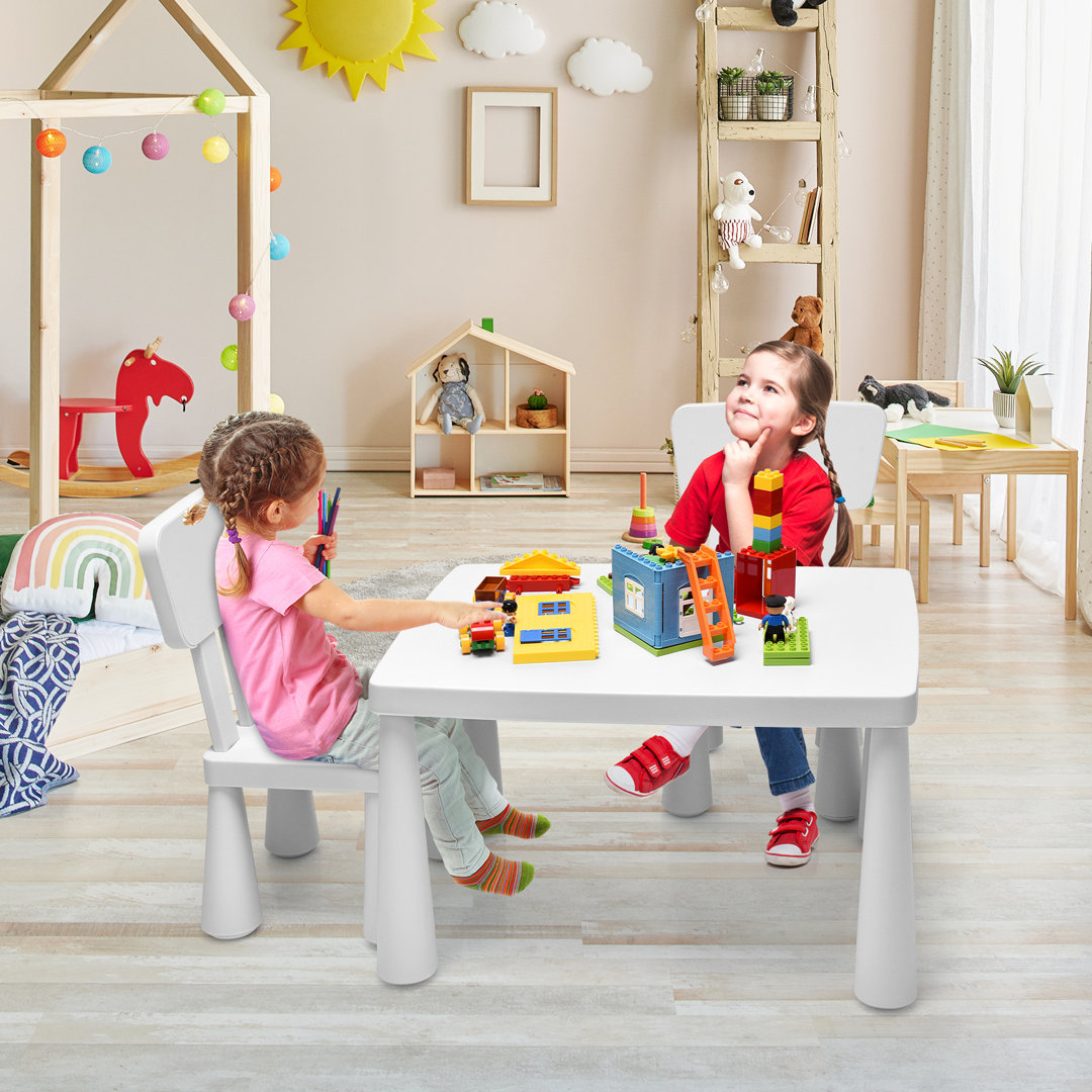 Lon Kids 3 Piece Rectangular Play Or Activity Table and Chair Set