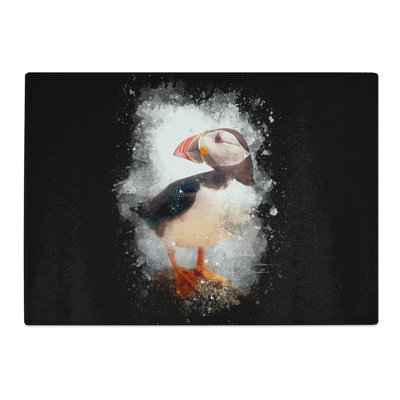 Tempered Glass an Atlantic Puffin Paint Splash Chopping Board