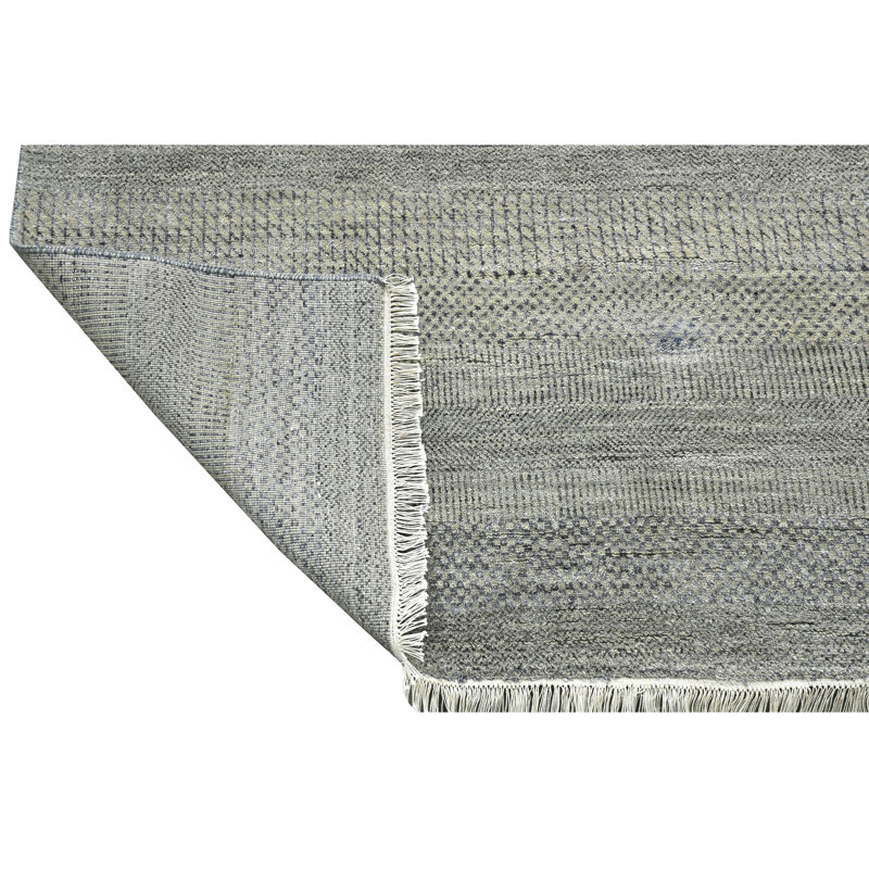 High-Quality Hand-Knotted Silver And Grey Area Rug
