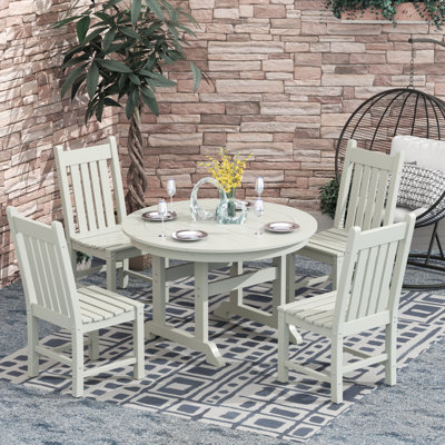 Vinnie 4 - Person Patio Dining Set Umbrella Hole Included Round Table