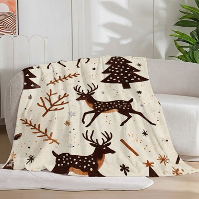 Couverture de flanelle 1Pc Festive Deer / Christmas
