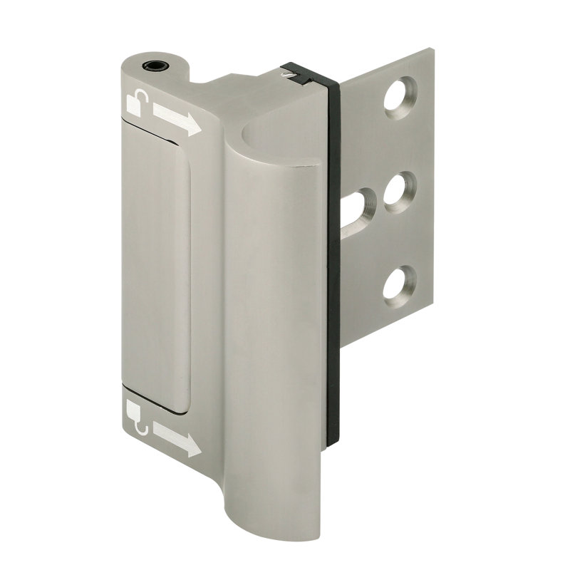 New and Improved Door Reinforcement Lock, Solid Brass, Satin Nickel with Integral Pull (Single Pack), Satin Nickel