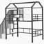 Metal Loft Bed With Roof Design And A Storage Box-2020166704