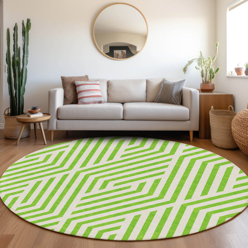 Tapis intérieur / extérieur en polyester tissé à la machine Altair, Rond 8 pi