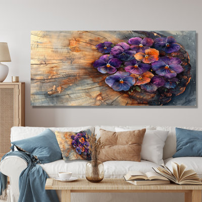 Fleurs d'été sur un plateau de glissoire en bois III - Décoration murale en métal