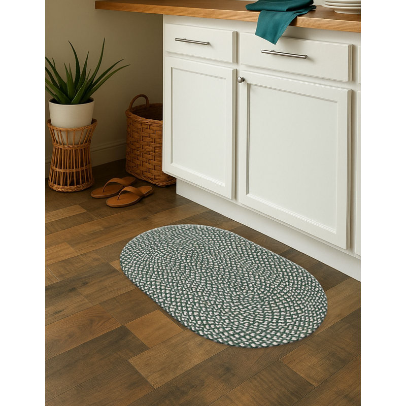 Tapis contemporain Aideen - vert, Ovale 2 pi x 3 pi 1 po