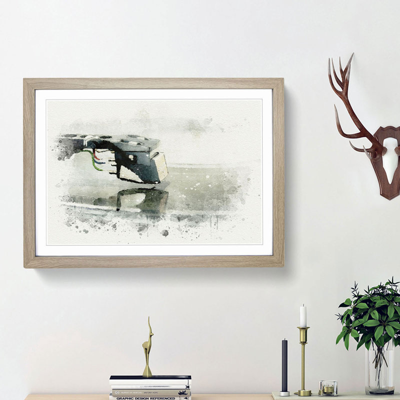 Needle of the Record Player in Abstract - Framed Print, 62cm H x 87cm W x 2cm D, Oak Framed