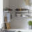 2+1 Tier Wall Mounted Floating Shelves Set Of 2, Rustic Wood Wall Shelf With Metal Frame, Extra Storage Rack With Tissue Rack & Towel Bar, White-306920203