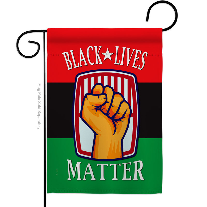 Drapeau de jardin à 2 faces anti-racisme noir 18,5 po x 13 po