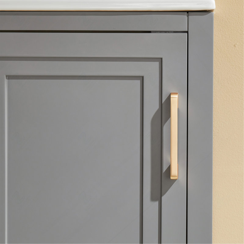 Meuble-lavabo simple autoportant de 18 po avec plateau entièrement assemblé, Grey