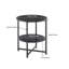 Petite petite table d'appoint ronde, table de bout de ferme à 2 niveaux, tables d'appoint pour petits espaces, tables de chevet pour le salon, tables basses avec tablette de rangement, noir