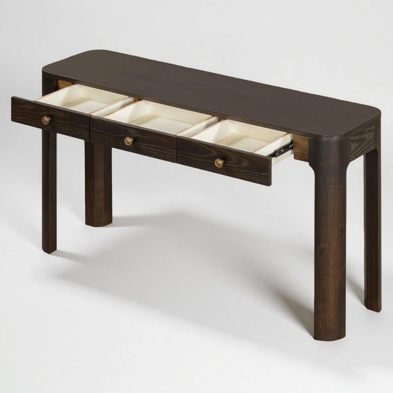 Console de 52,02 po avec coins arrondis pour la sécurité, table d'entrée avec tiroirs, table de canapé robuste pour le couloir et le salon
