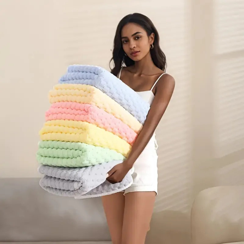 Weave Bath Towel Set Soft Quick Dry Microfiber Towels Absorbent Spa Fitness Travel Towels, Blue, 4