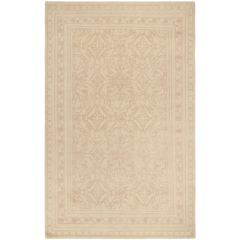 Nepalese Hand-Knotted Cream/Pink Area Rug, Rectangle 6' x 9'