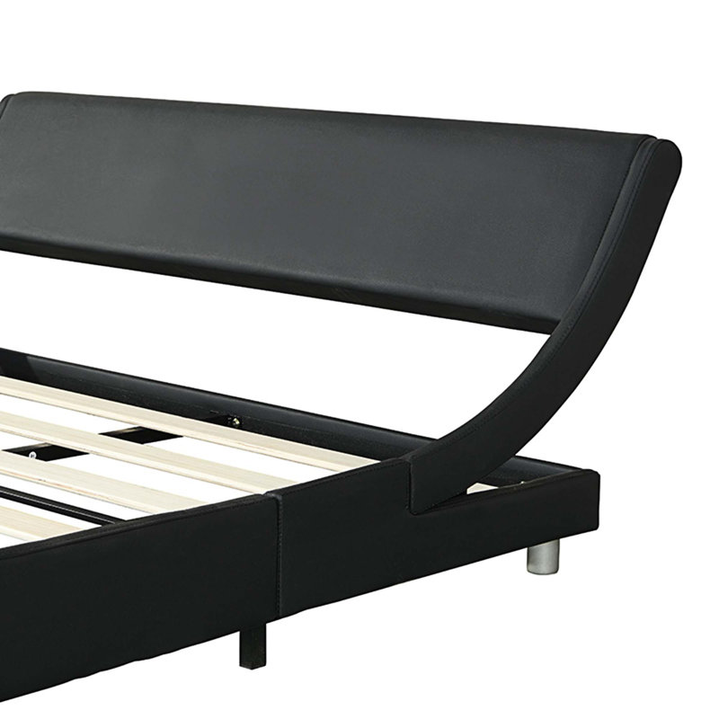 Structure de lit tapissier en similicuir, Grand, Noir
