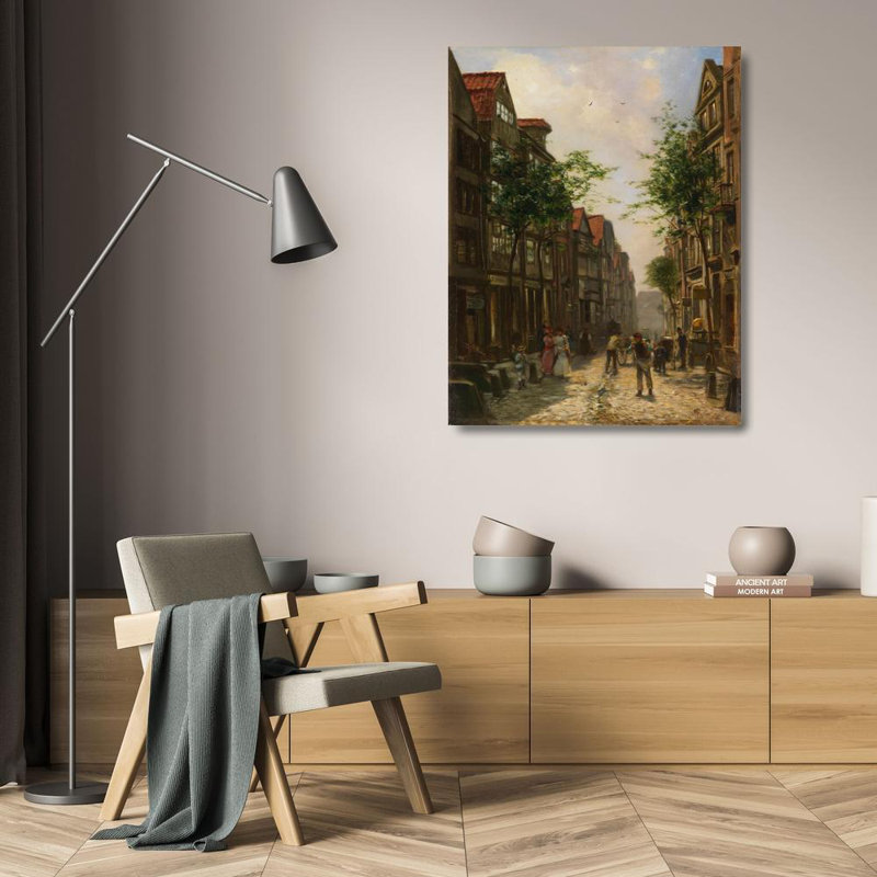 "Altstadtgasse" par Hermann Rieck - Art sur toile tendue avec châssis, H 24 po x l 17 po