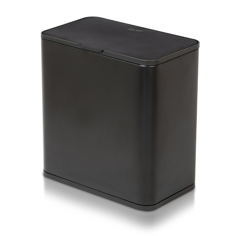 Poubelle sous le comptoir en acier inoxydable 1,5 gallon Glad avec protection anti-odeurs Clorox, Matte Black