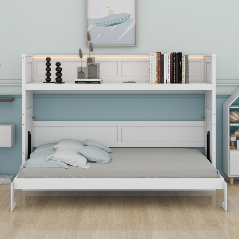Lit escamotable avec bureau, lumière DEL et station de charge USB