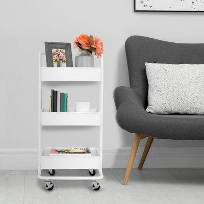 3-Tier Steel Utility Cart with Wheels