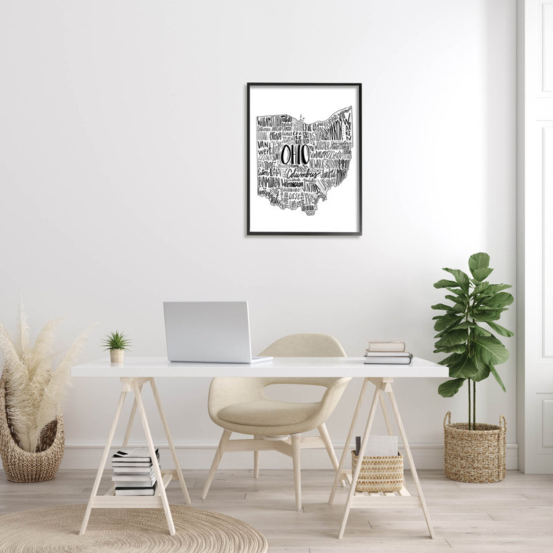 Art mural texturé typographique «Ohio State Giclee» par The samedi Evening Post, Giclée encadrée noir minuit